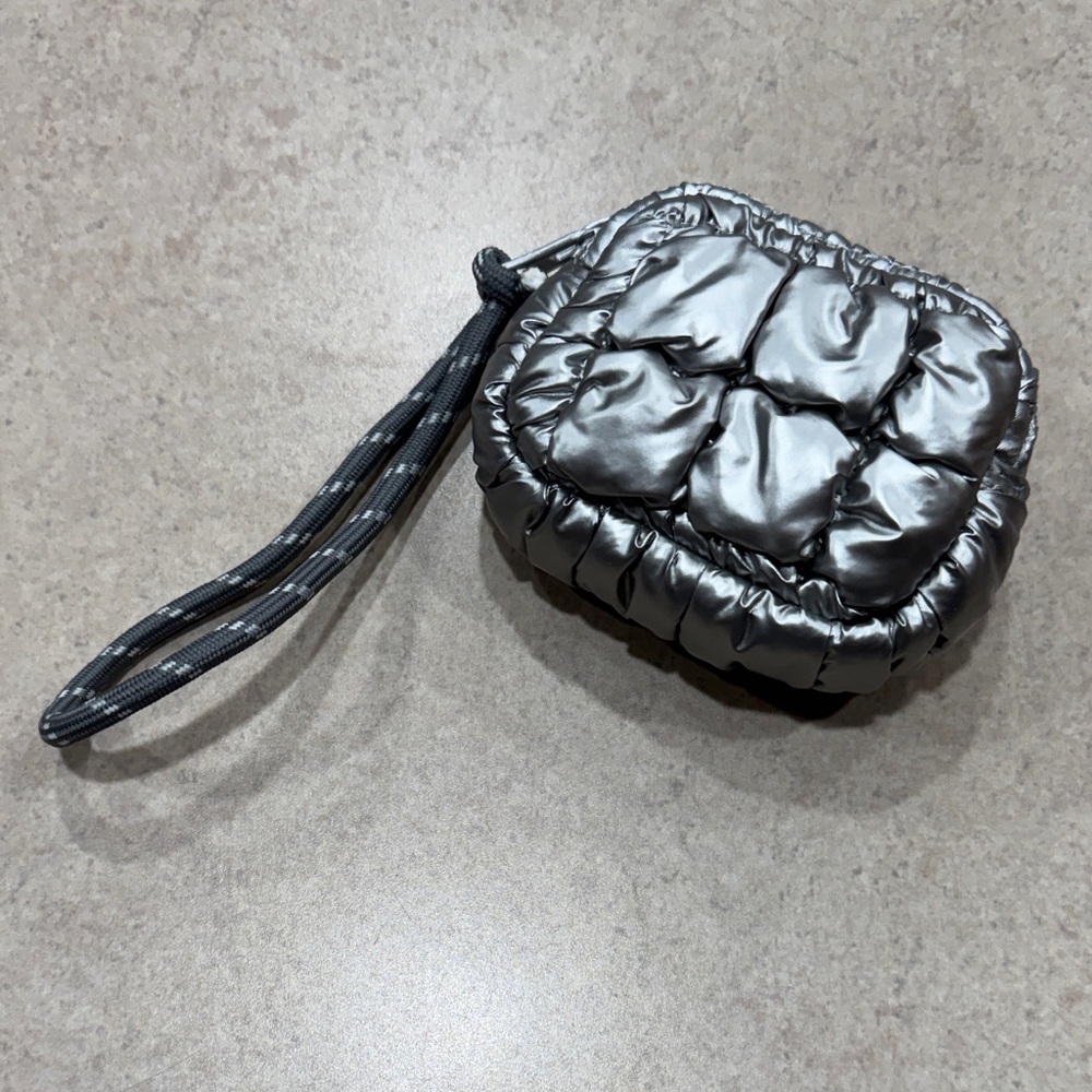 Metallic Silver Quilted Wristlet NWOT